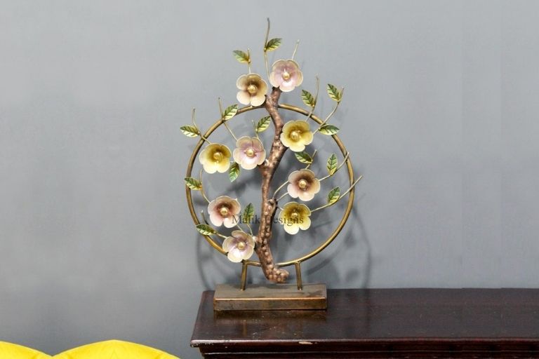 Flower Showpiece Metal Table Decor For Home Decoration