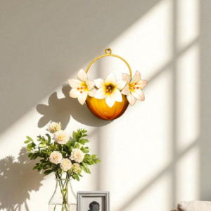 White Flower Basket Wall Lamp living room, dining room, bedroom, home, office, café and for gift