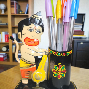 Metal Hanuman pen stand Showpiece Office Desk # baccho ka Holder Handcrafted Kerala Shaped Metal Showpiece with Pen Stand inch 4.5x2.5x5
