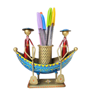 “Traditional Boat Metal Pen Holder – Handmade Desk Decor” Usage: Office desk, study table, home decor, gift item
