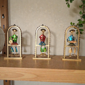 Rajasthani Folk Musician Metal Showpiece – Handmade Ethnic Decor” Handcrafted Metal Musician Figurine Set of 3 – Traditional Indian Folk Art Decor